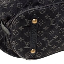Pre Owned Louis Vuitton Black Monogram Denim Large Surya Hobo 