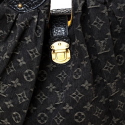 Pre Owned Louis Vuitton Black Monogram Denim Large Surya Hobo 