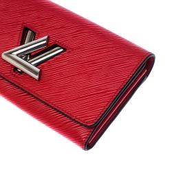 Pre Owned Louis Vuitton Coquelicot Epi Leather Twist Wallet