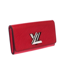 Pre Owned Louis Vuitton Coquelicot Epi Leather Twist Wallet