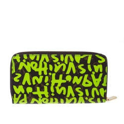 Pre Owned  Louis Vuitton Green Graffiti Stephen Sprouse Limited Edition Zippy Wallet