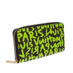 Pre Owned  Louis Vuitton Green Graffiti Stephen Sprouse Limited Edition Zippy Wallet