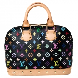 Pre Owned Louis Vuitton Black Monogram Multicolore Alma PM Bag