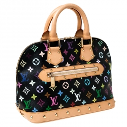 Pre Owned Louis Vuitton Black Monogram Multicolore Alma PM Bag
