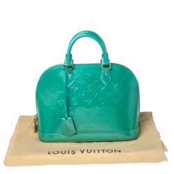 Pre Owned Louis Vuitton Bleu Lagon Monogram Vernis Leather Alma PM Bag