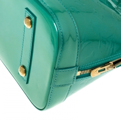 Pre Owned Louis Vuitton Bleu Lagon Monogram Vernis Leather Alma PM Bag