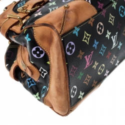 مملوكة مسبقًا حقيبة لوي فيتون كلاوديا كانفاس مونوغرامي متعددة الألوان سوداء