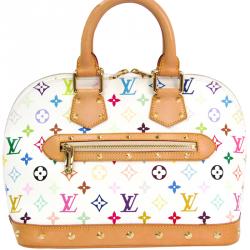 Pre Owned Louis Vuitton Blanc Multicolor Monogram Alma PM Bag