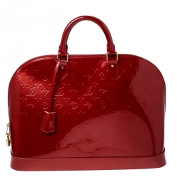 Pre Owned Louis Vuitton Pomme D�’amour Monogram Vernis Alma Voyager Bag