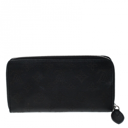 Louis Vuitton Black Monogram  Mahina Leather Zippy Wallet