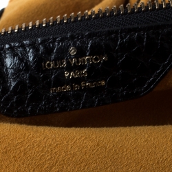 Pre Owned Louis Vuitton Black Denim Monogram Mahina Leather XL Hobo