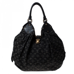 Louis Vuitton Black Denim Mahina Noir Hobo Bag