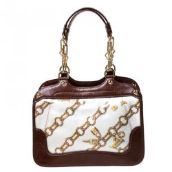 Pre Owned Louis Vuitton White Monogram Charms Limited Edition Cabas Bag