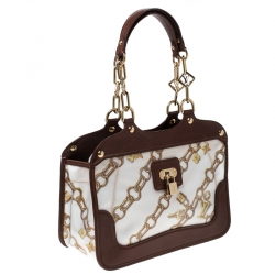 Pre Owned Louis Vuitton White Monogram Charms Limited Edition Cabas Bag