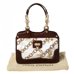 Pre Owned Louis Vuitton White Monogram Charms Limited Edition Cabas Bag