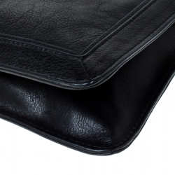 Pre Owned Tory Burch Black Leather Flap Reva Shoulder Bag