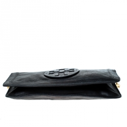 Pre Owned Tory Burch Black Leather Flap Reva Shoulder Bag