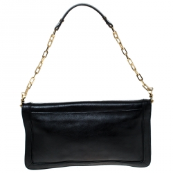 Pre Owned Tory Burch Black Leather Flap Reva Shoulder Bag