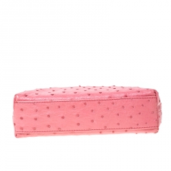 Pre Owned Loro Piana Pink Ostrich Leather Mini Pouch
