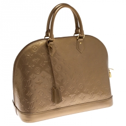 Pre Owned Louis Vuitton Noisette Monogram Vernis Alma GM Bag