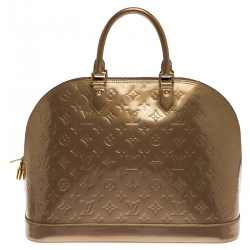 Pre Owned Louis Vuitton Noisette Monogram Vernis Alma GM Bag