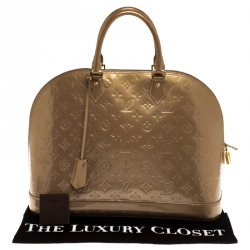 Pre Owned Louis Vuitton Noisette Monogram Vernis Alma GM Bag