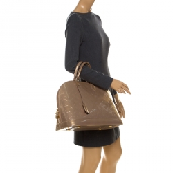 Pre Owned Louis Vuitton Noisette Monogram Vernis Alma GM Bag