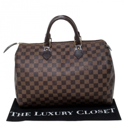 Pre Owned Louis Vuitton Damier Ebene Canvas Speedy 35 Bag