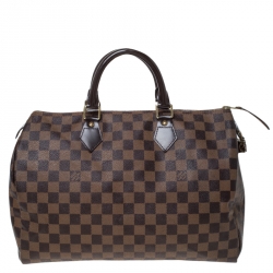 Pre Owned Louis Vuitton Damier Ebene Canvas Speedy 35 Bag