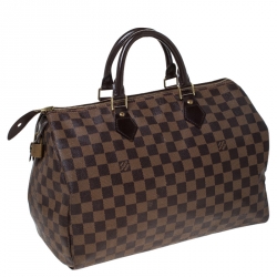 Pre Owned Louis Vuitton Damier Ebene Canvas Speedy 35 Bag