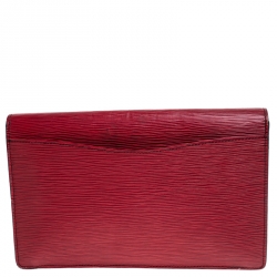 Pre Owned Louis Vuitton Red Epi Leather Flap Clutch