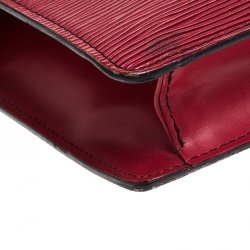Pre Owned Louis Vuitton Red Epi Leather Flap Clutch