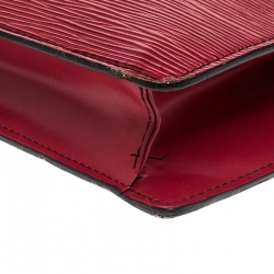 Pre Owned Louis Vuitton Red Epi Leather Flap Clutch