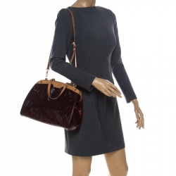 Pre Owned Louis Vuitton Amarante Monogram Vernis Brea MM Bag