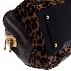 Pre Owned حقيبة لوي فيتون ستيفن سبروز إصدار محدود شعر عجل فهد وكانفاس مونوغرامي