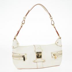 Pre Owned  Louis Vuitton White Suhali Leather L´impetueux Bag