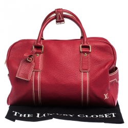 Pre Owned Louis Vuitton Red Tobago Leather Carryall Duffel Bag