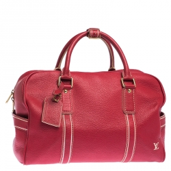 Pre Owned Louis Vuitton Red Tobago Leather Carryall Duffel Bag