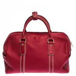 Pre Owned Louis Vuitton Red Tobago Leather Carryall Duffel Bag