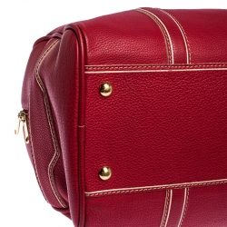 Pre Owned Louis Vuitton Red Tobago Leather Carryall Duffel Bag