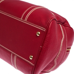 Pre Owned Louis Vuitton Red Tobago Leather Carryall Duffel Bag