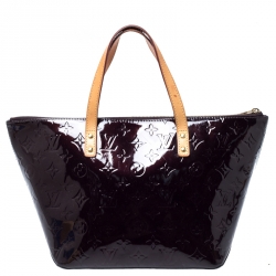 Pre Owned Louis Vuitton Amarante Monogram Vernis Bellevue PM Bag