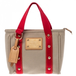 Louis Vuitton Beige/Red Canvas Limited Edition Antigua Cabas Tote PM Bag  Louis Vuitton