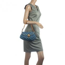 $830 Louis Vuitton Blue Denim Mini Pleaty Shoulder Bag Clutch