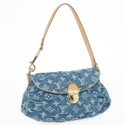 Pre Owned Louis Vuitton Blue Denim Monogram Mini Pleaty Bag