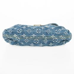 Pre Owned Louis Vuitton Blue Denim Monogram Mini Pleaty Bag