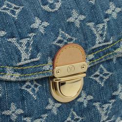 Pre Owned Louis Vuitton Blue Denim Monogram Mini Pleaty Bag