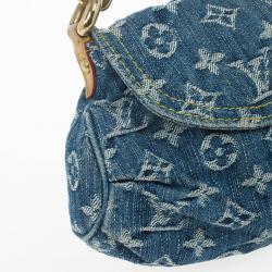 Pre Owned Louis Vuitton Blue Denim Monogram Mini Pleaty Bag