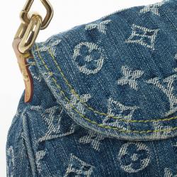 Pre Owned Louis Vuitton Blue Denim Monogram Mini Pleaty Bag