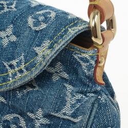 Pre Owned Louis Vuitton Blue Denim Monogram Mini Pleaty Bag